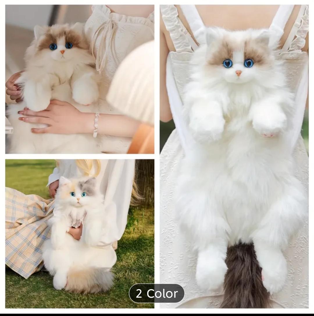 Super Realistic Plush CAT Backpack Travel Storage Stuffed Animals Cat School Bags Cute Cartoon Shopping Bag Animals Plush Bag