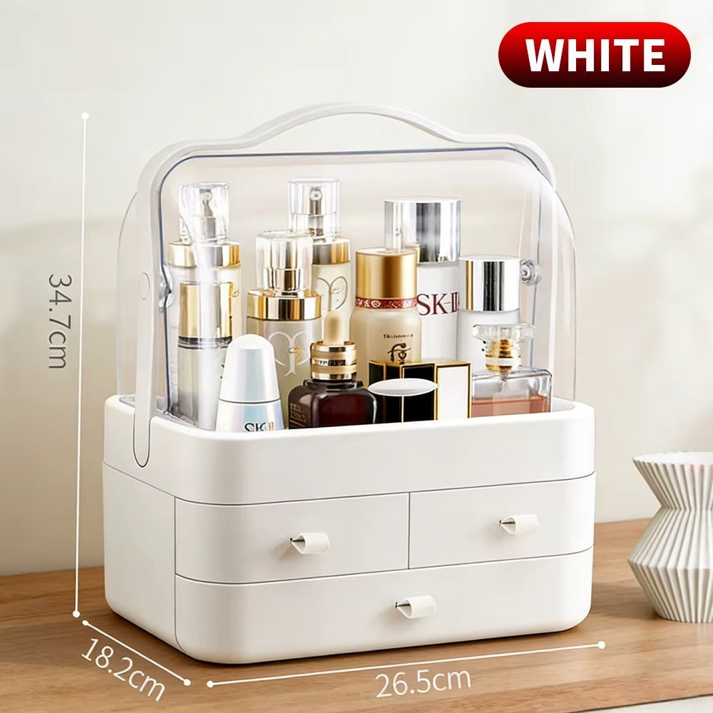 Dustproof Makeup Storage Box Cosmetic Organizer with Drawers Desktop Vanity Tray for Lipstick Mask Jewelry