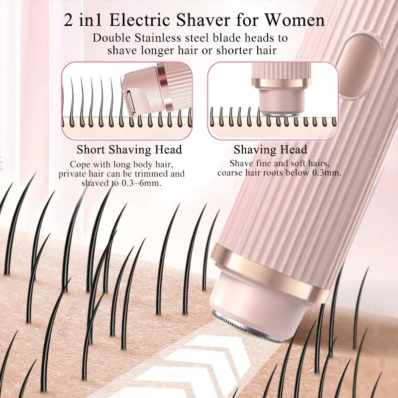 Women’s 2-in-1 Electric Shaver – Dual Head Full Body Hair Remover (Eyebrows, Face, Legs & Underarms)