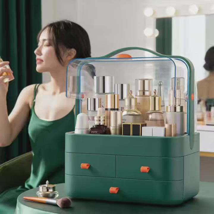 Dustproof Makeup Storage Box Cosmetic Organizer with Drawers Desktop Vanity Tray for Lipstick Mask Jewelry